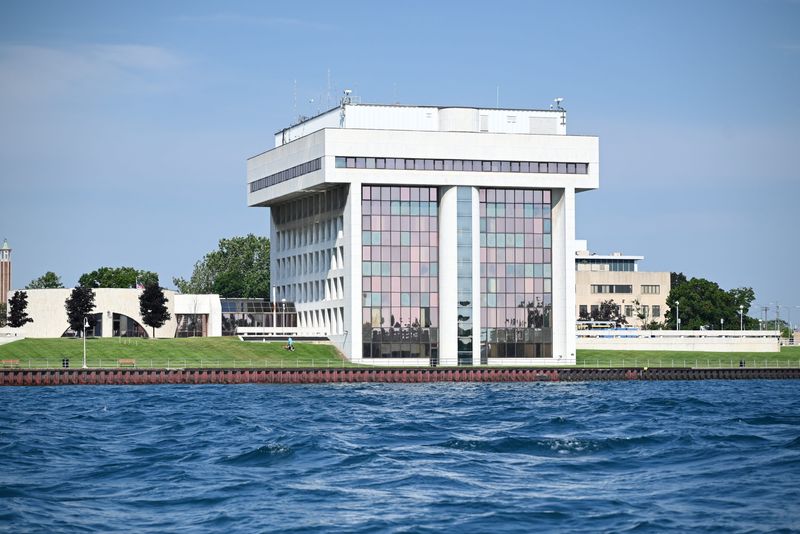 The Municipal Office Center in Port Huron is seen from the St. Clair River on Saturday, July 12, 2025.