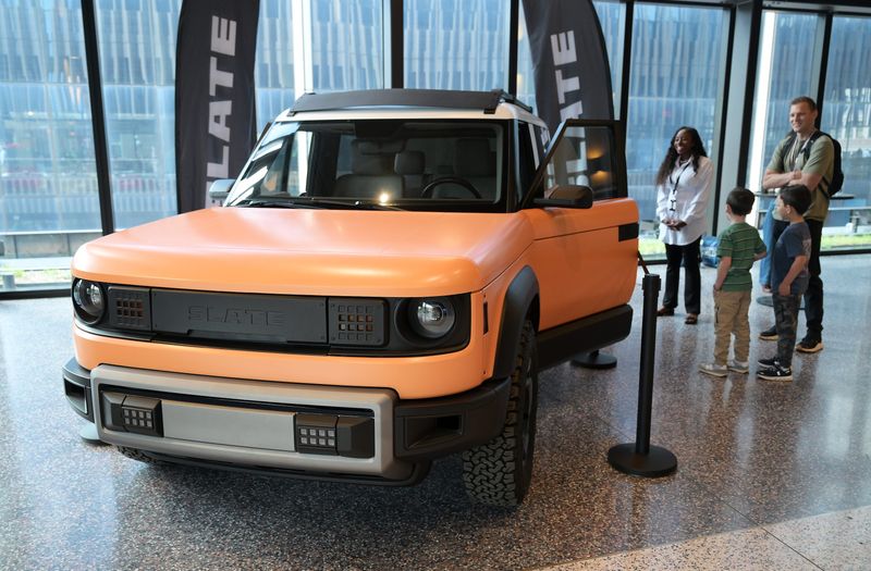 Slate showed its pickup last year in downtown Detroit. The small pickup is set to go into production later this year and start shipping to customers in the fourth quarter.