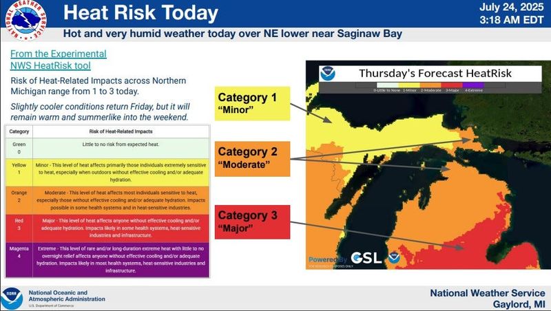Graphic on heat advisory in Michigan on July 24.