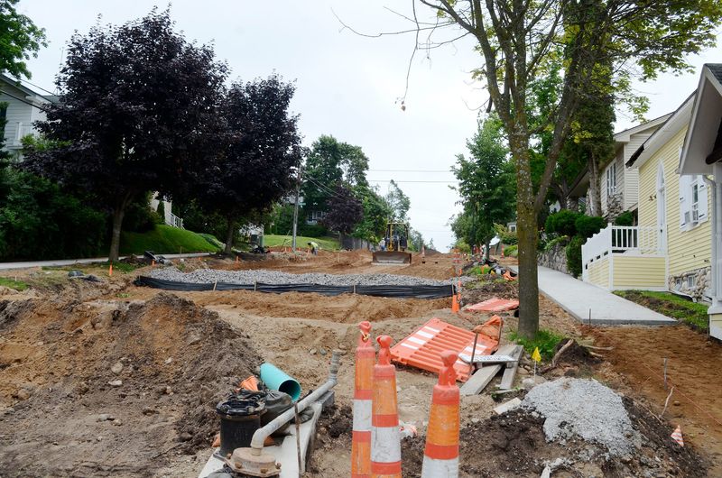 Construction on Howard Street in Petoskey is seen on Thursday, July 24, 2025.