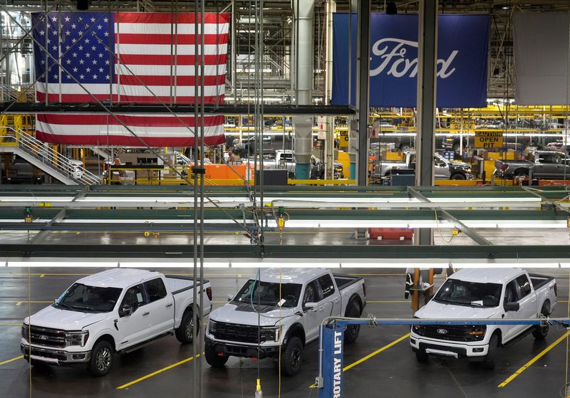 Ford F-150’s at the Ford Motor Company Dearborn Truck Plant in Dearborn on Friday, July 18, 2025. Ford has been taking more steps to improve quality of their vehicles with the high number of recalls they have had to issue over the past few years.