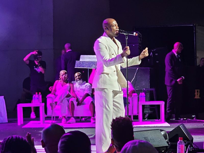 R&B star Kem performs a homecoming show at Detroit's Aretha Franklin Amphitheatre on July 25, 2025.