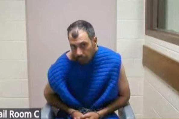 Bradford James Gille, 42, of Afton, appears via conference call for his arraignment in Grand Traverse County 86th District Court on July 28, 2025. He was arraigned on one count of felony terrorism and 11 counts of assault with intent to murder.