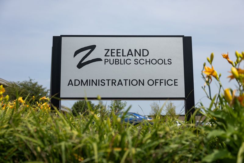 Zeeland Public Schools Administration Office sign.