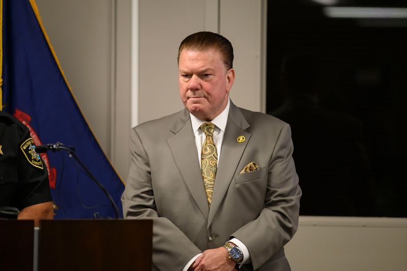 Macomb County Prosecutor Peter Lucido during a press conference at the Macomb County Sheriff’s Office, in Mt. Clemens, August 7, 2025, to discuss an officer-involved shooting that occurred in Shelby Twp. on June 3rd.