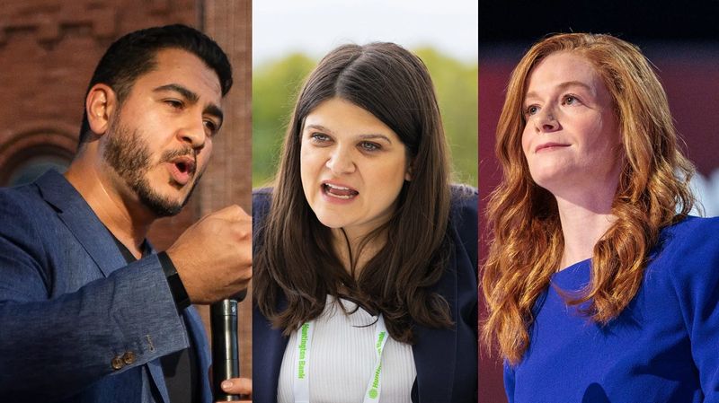 U.S. Senate candidate Abdul El Sayed, from left, U.S. Rep. Haley Stevens and Sen. Mallory McMorrow, D-Royal Oak.