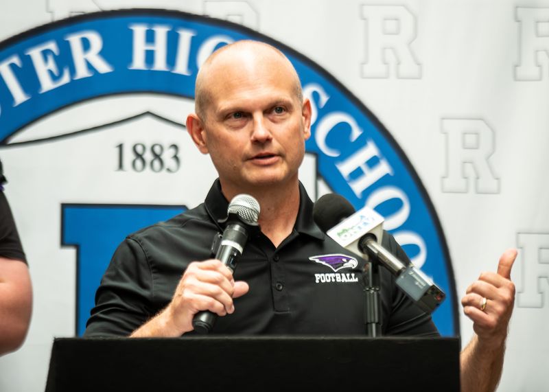 Bloomfield Hills coach Scott Merchant previews the upcoming season during Oakland Activities Association Football Media Day on Friday, Aug. 8 2025 at Rochester High School.