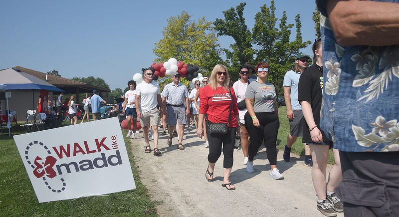 A large group of walkers is shown at Monroe's first MADD Walk, held Sat., Aug. 9 at Monroe's Munson Park. Event organizers are planning to hold an annual Monroe MADD Walk.