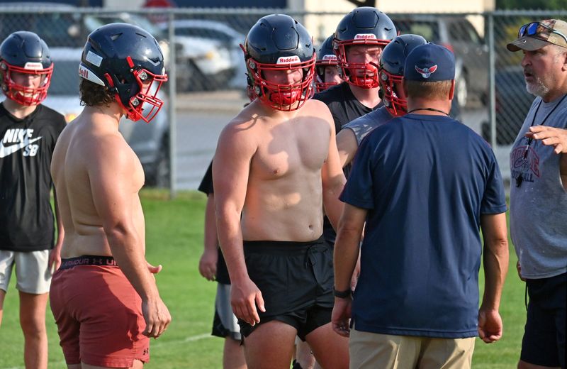 Boyne City's Tristan (middle) and Thomas (left) Ager will be key pieces for a third straight varsity football season, looking to follow in the footsteps of their Rambler brothers Jacob and Brayton Ager.