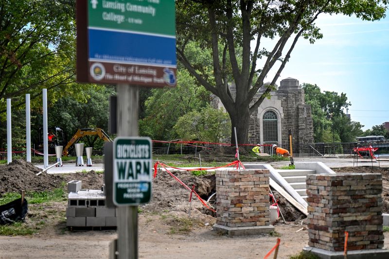 The construction site at the Brenke Fish Ladder on Monday, Aug. 18, 2025, in Lansing.