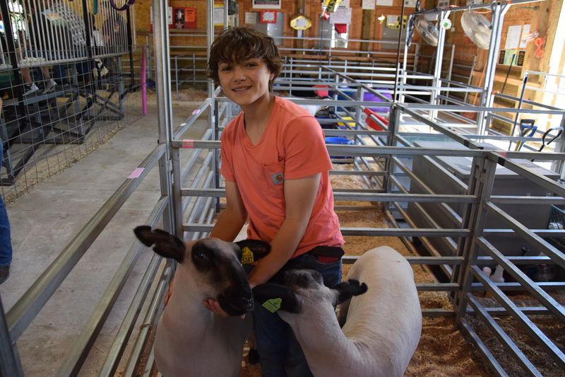 Elle Orlarey, 12, from Boyne Falls, poses with Diesel during the Emmet-Charlevoix County Fair on Wednesday, Aug. 20, 2025.