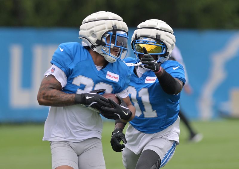 Lions safeties Kerby Joseph (31) and Brian Branch had their seasons cut short last year due to injury.