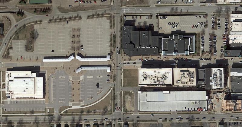 A screenshot from Google Earth shows the western end of downtown Holland in March 2021.