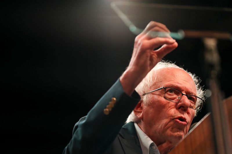 U.S. Sen. Bernie Sanders, an independent from Vermont, speaks at a "Fight Oligarchy" tour at Miller Auditorium on the campus of Western Michigan University on Aug. 23, 2025. Sanders returns to Michigan this week for a three-city campaign blitz for U.S. Senate hopeful Abdul El-Sayed in Detroit, Lansing and Grand Rapids.