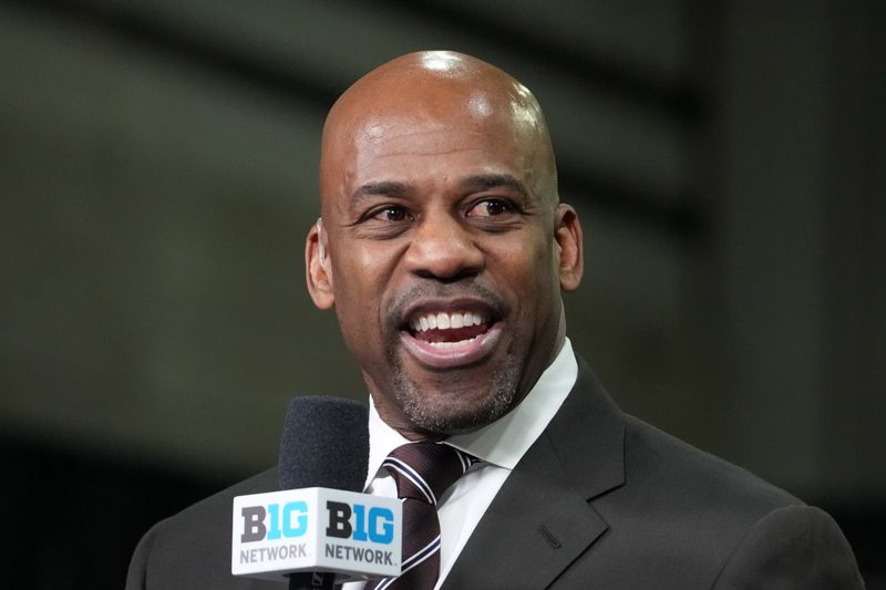 Jan 18, 2025; Atlanta, GA, USA; Big Ten Network analyst Howard Griffith during 2025 CFP National Championship Media Day at Georgia World Congress Center, Building A. Mandatory Credit: Kirby Lee-Imagn Images