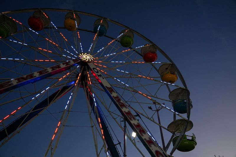 A ferris wheel photographed during the Jackson City Fair at Rockabilly Stadium in Jackson, Tenn., on Sunday, Aug. 24, 2025.
