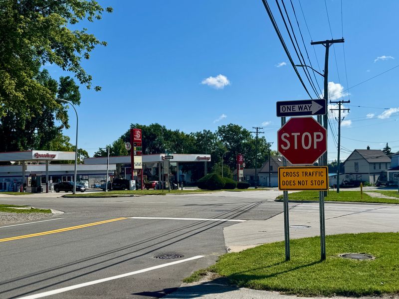 The intersection of Ravenswood Road and I-94 Business Loop in Marysville is shown on Aug. 26, 2025. The Michigan Department of Transportation is planning safety improvements in the area, including new left-turn lanes and a temporary closure of nearby trail access.