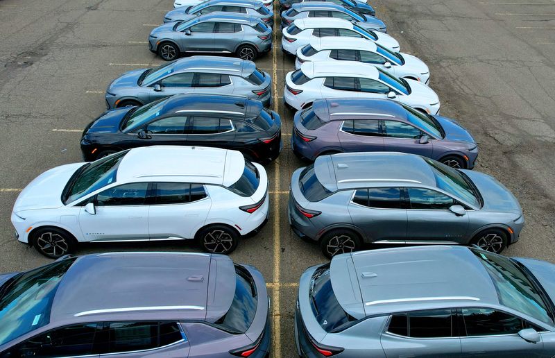 Rows of Chevrolet Equinox EV’s at a secondary storage lot near the Feldman Chevrolet dealership in Novi on Friday, August 29, 2025.
The EV clean vehicle tax credit on vehicles like the Equinox EV that qualifies expires on September 30, 2025..