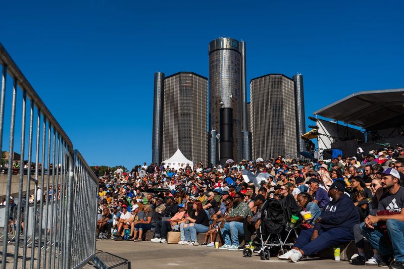 The crowd takes in a performance at the Detroit Jazz Festival in Hart Plaza in Detroit on Saturday, Aug. 30, 2025.