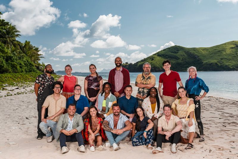 The Contestants of the CBS Original Series SURVIVOR, Season 49, scheduled to air on the CBS Television Network. Pictured (L-R): Top Row: Jawann Pitts, Shannon Fairweather, Sage Ahrens-Nichols, Nate Moore, Matt Williams, Rizo Velovic, and Kimberely “Annie” Davis. Middle Row: Jason Treul, Nicole Mazullo, Michelle “MC” Chukwujekwu, Jeremiah Ing, Kristina Mills, and Sophie Segreti. Bottom Row: Alex Moore, Savannah Louie, Jake Latimer, Sophi Balerdi, and Steven Ramm. Photo: Robert Voets/CBS ©2025 CBS Broadcasting, Inc. All Rights Reserved.