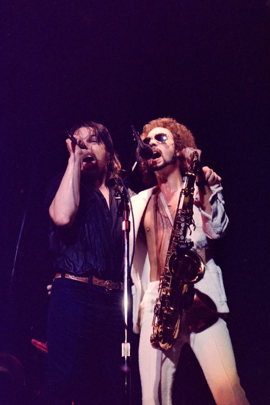 Bob Seger, left, and Alto Reed of the Silver Bullet Band perform in Detroit in June 1980.