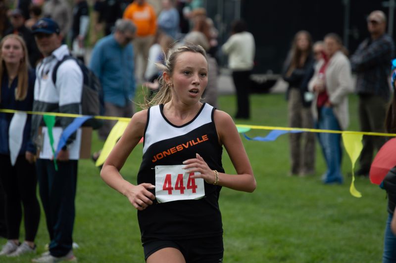 Joleane Gulledge takes 12th for the Jonesville girls cross country team.