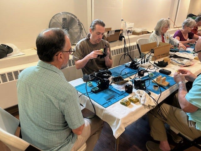Members of the First Presbyterian Church of Petoskey have been working to assemble battery packs and light kits to be sent to Ukraine.