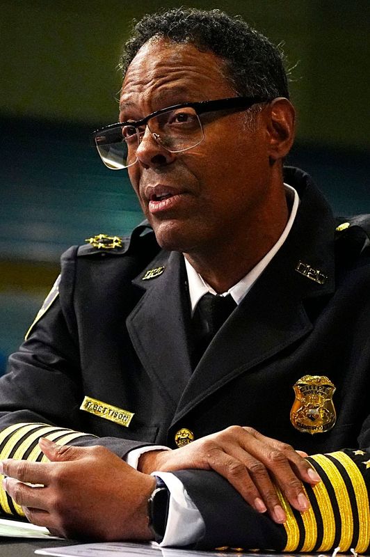 Detroit Police Chief Todd Bettison at the Greater Grace Temple in Detroit on Friday, May 9, 2025.