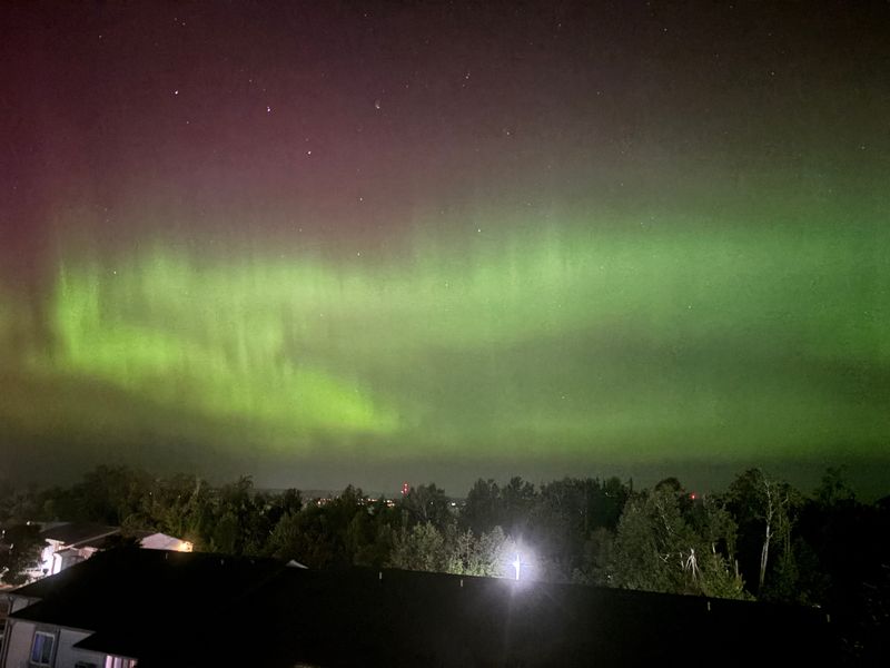 The aurora borealis is seen over Petoskey on Sunday, Sept. 14, 2025.