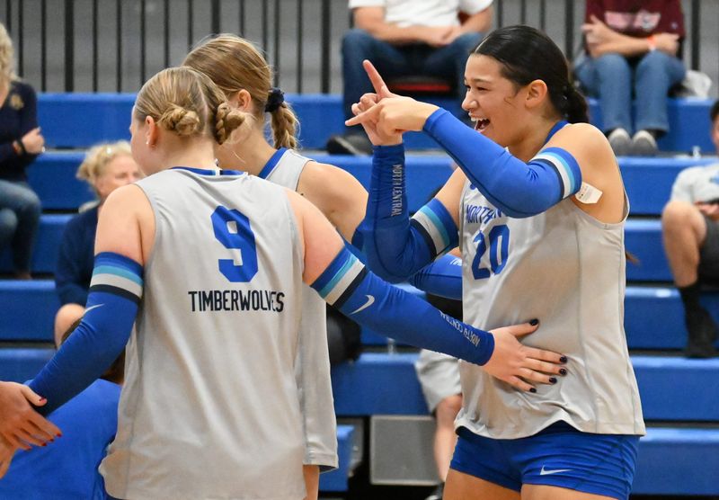 Harbor Springs native and North Central Michigan College freshman Gimiwanokwe Keller (right) has helped lift up spirits on and off the court in her short time with the program.