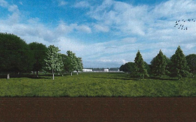 A rendering of the nature side of a proposed data center in Howell Township.