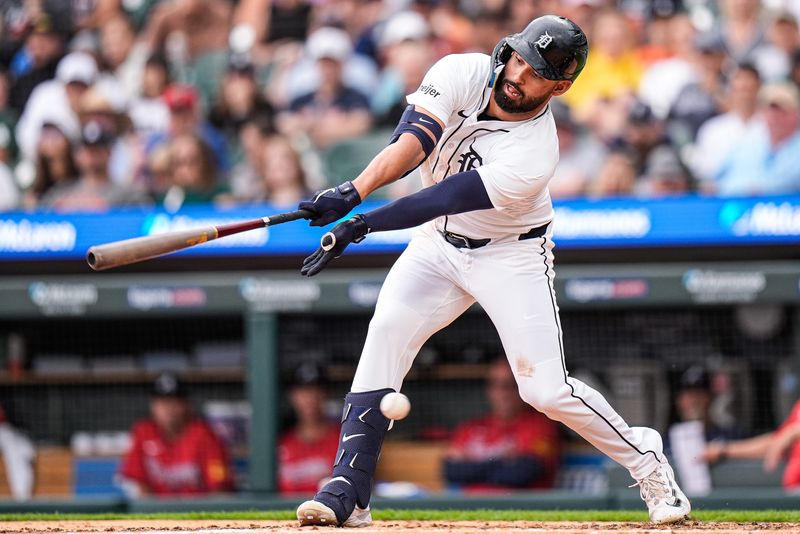 Detroit Tigers outfielder Riley Greene (31) strikes out against Atlanta Braves during the third inning at Comerica Park in Detroit on Sunday, Sept. 21, 2025.