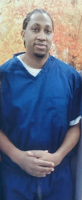 Demetrius Buckley, photographed on his wedding day at a Michigan state prison on Feb. 28, 2025.