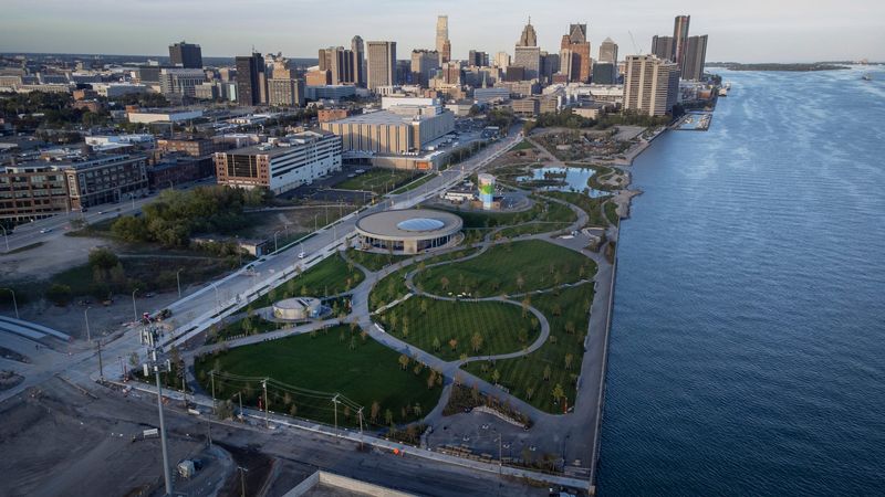 The media gets a sneak peek of the Ralph C. Wilson, Jr. Centennial Park in Detroit on Wednesday, Oct. 1, 2025.