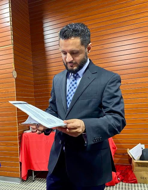 Hamtramck Mayor Adam Alharbi, seen here in 2025, has sued in Wayne County Circuit Court to overturn the Hamtramck City Council's move to fire the city manager.