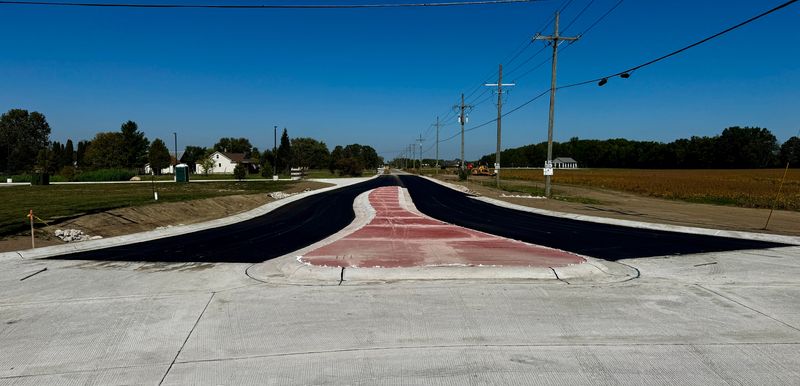 Construction continues at the Marine City Highway and Palms Road roundabout, which lies on the boarder of Ira and Casco Townships, where crews are shifting traffic and preparing for the next phase.
