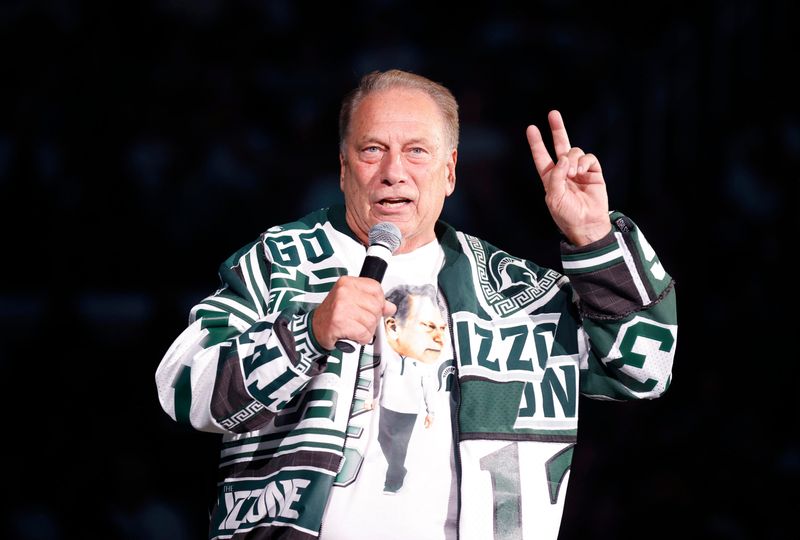 Michigan State University head basketball coach Tom Izzo, seen here in October 2025, has called on MSU's alumni to rally after the departures of the university president and athletic director.