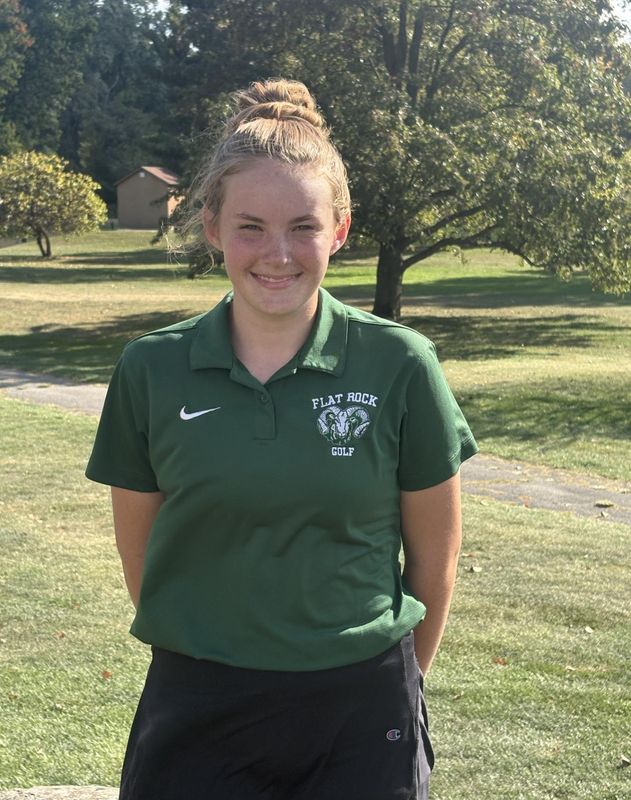 Elyse Rogier of Flat Rock became the first girl in school history to qualify for the state golf finals on Monday, Oct. 6, 2025.