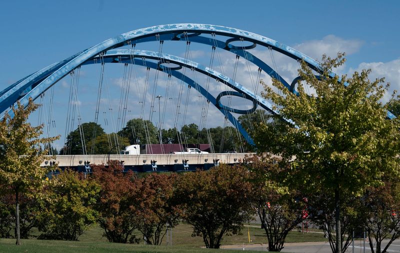 One of the local landmarks in the city of Taylor is the famous Gateway Bridge, where Interstate 94 crosses over Telegraph Road, photographed on Monday, Oct. 6, 2025.