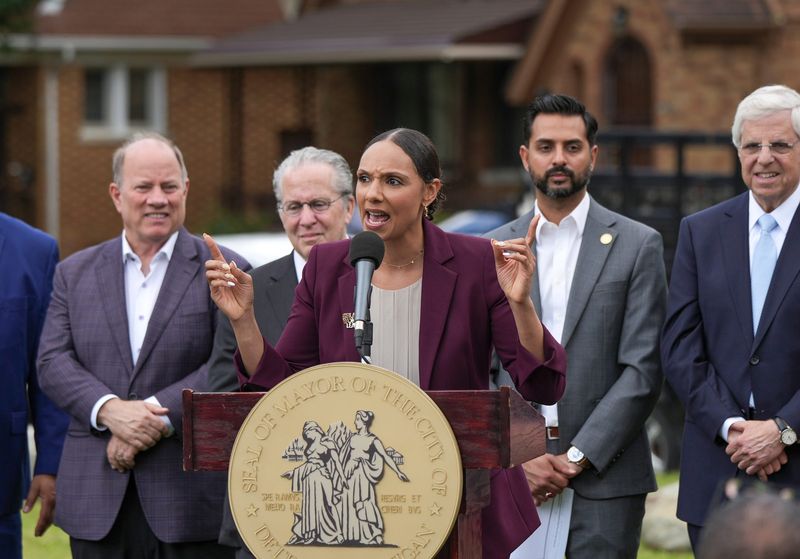 Detroit City Council President Mary Sheffield speaks during a press conference about the launch of Round 2 of Detroit's Down Payment Assistance Program at Three Mile-Munich Park in Detroit's Morningside neighborhood on Thursday, June 27, 2024. The program provides up to $25,000 in down payment assistance for low-to-moderate income residents who currently pay as much in rent as they would on a mortgage.