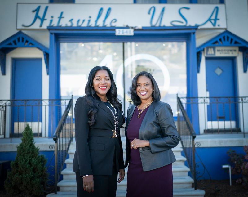 Kenya LeNoir Messer, left, the new CEO of the Motown Museum, poses at the museum with Robin Terry, chairwoman of the Board of Trustees on Thursday, Oct. 16, 2025. Though Terry is giving up her role as CEO, she will remain involved in the museum’s expansion project while Messer will take over the day-to-day operations.