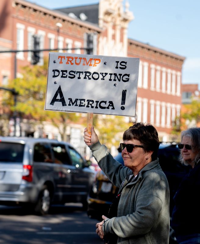 Debbie Rudy-Lack at the No Kings protest in Ravenna, on Oct. 17, 2025.