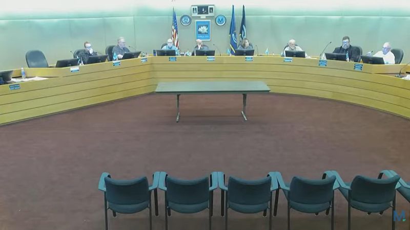 Members of the Monroe County Board of Commissioners are shown at the Oct. 21 board meeting.