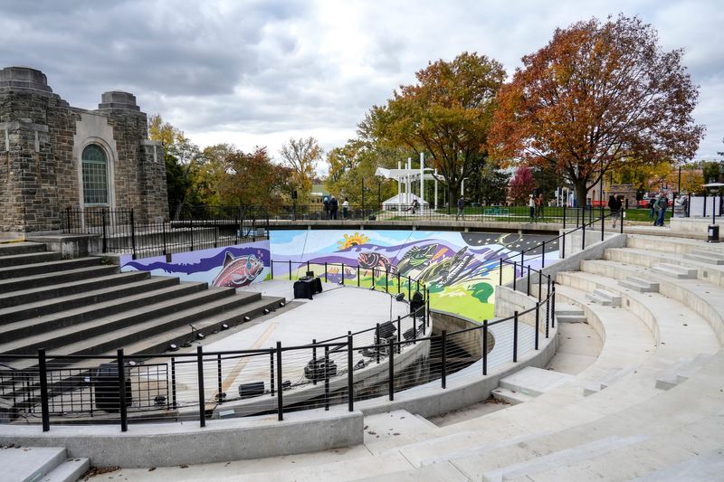 A view of the new Fish Ladder Music Park during a ribbon cutting ceremony on Friday, Oct. 24, 2025, in Lansing.