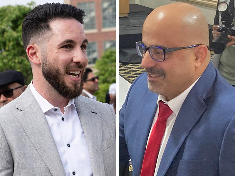 Dearborn Mayor Abdullah Hammoud, left, and Nagi Almudhegi.