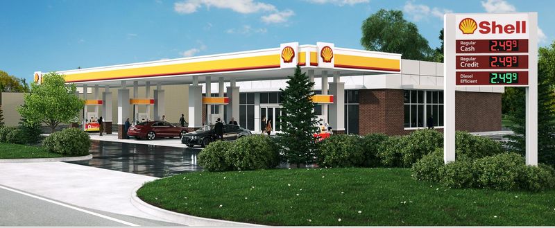 A rendering from Livonia Planning Commission documents shows an early proposed plan for a gas station at the southeast corner of Newburgh and Schoolcraft roads.