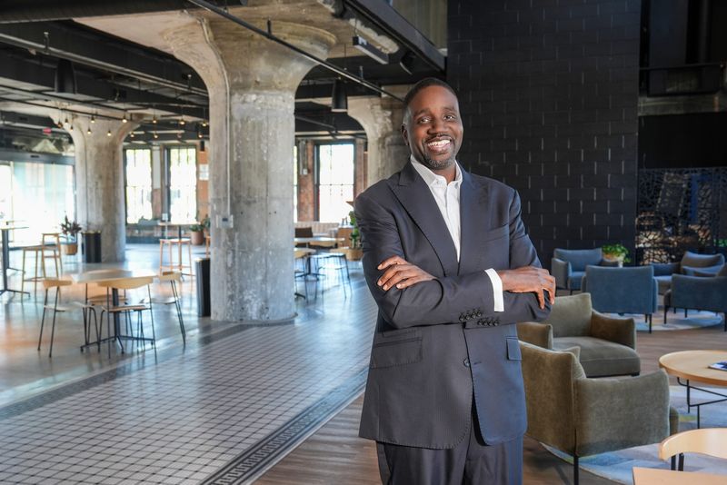 The Rev. Solomon Kinloch Jr., 52, is running for mayor of Detroit and is photographed at Chroma in the historic Milwaukee Junction neighborhood of Detroit on Friday, Oct. 10, 2025.