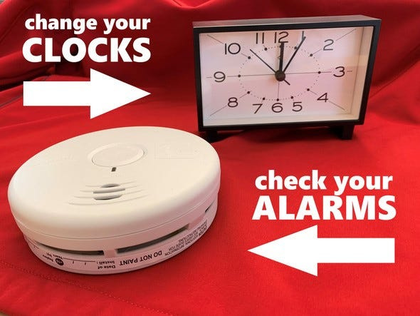 The time change, which occurs at 2 a.m. Nov. 2, is an ideal opportunity to test alarms and replace batteries.
