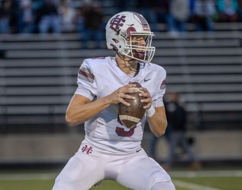 Holland Christian quarterback Griffin Leeuw prepares to throw during pregame.