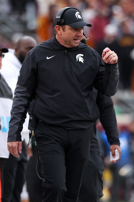 Michigan State Spartans head coach Jonathan Smith looks on during the first half against the Minnesota Golden Gophers at Huntington Bank Stadium in Minneapolis on Saturday, Nov. 1.